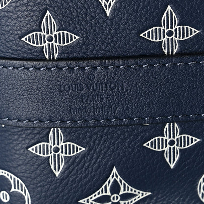 Calfskin Shadow Monogram Keepall Bandouliere 50 Ink Blue White