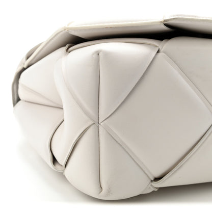 Nappa Intreccio Padded Top Handle Shoulder Bag White