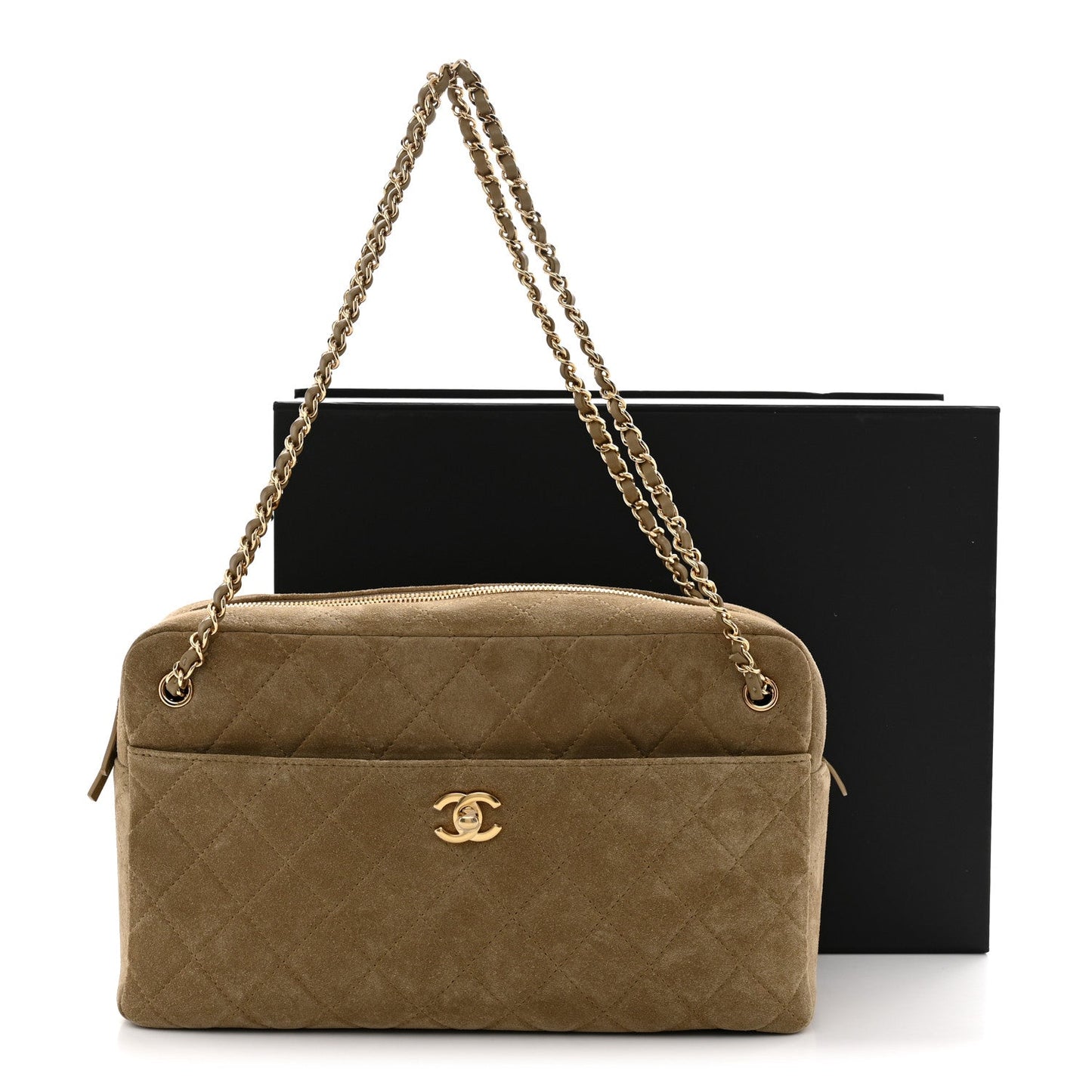 Suede Quilted Camerissimo Case Dark Beige