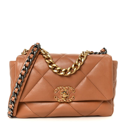Lambskin Quilted Medium Chanel 19 Flap Brown