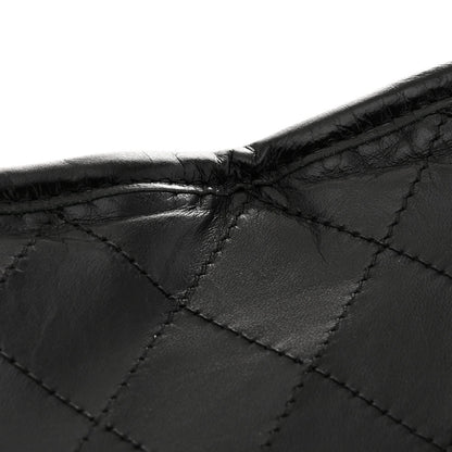 Aged Calfskin Quilted Medium Gabrielle Hobo Black