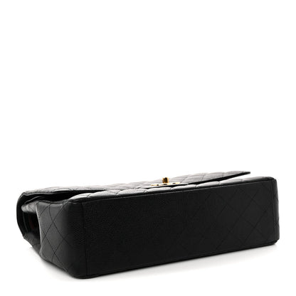Caviar Quilted Maxi Double Flap Black
