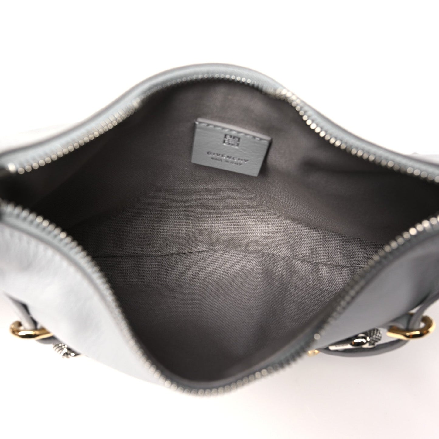 Tumbled Calfskin Mini Voyou Boyfriend Party Bag Light Grey
