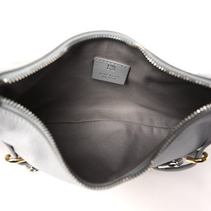 Tumbled Calfskin Mini Voyou Boyfriend Party Bag Light Grey