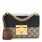 GG Supreme Monogram Calfskin Small Padlock Shoulder Bag Beige Black Cuir