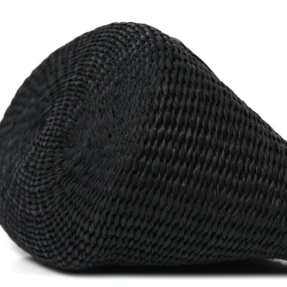 X MIFUKO Raffia Calfskin Mini Chain Basket Black
