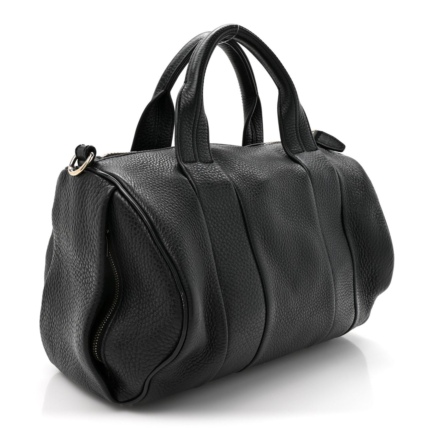 Pebbled Lambskin Rocco Black Pale Gold Hardware