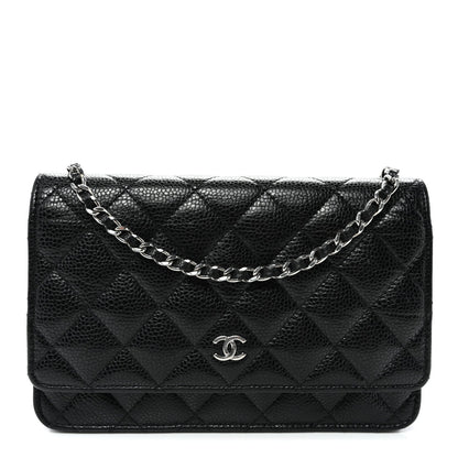 Caviar Quilted Wallet on Chain WOC Black