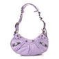 Extra Supple Calfskin Crocodile Embossed Le Cagole Shoulder Bag XS Lilac