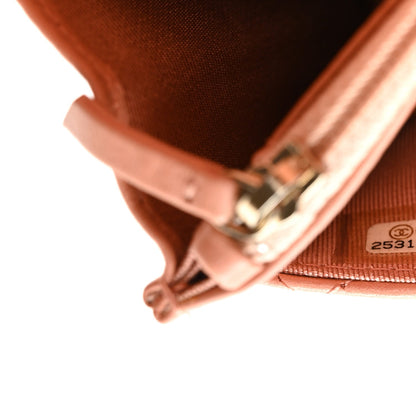Lambskin Quilted Wallet on Chain WOC Salmon Pink