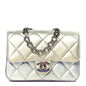 Gradient Metallic Calfskin Quilted Clutch Silver Blue Yellow Purple