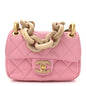 Lambskin Wenge Quilted Mini Fashion Wood Square Flap Pink