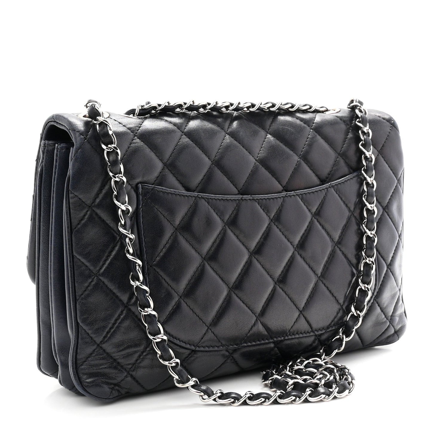 Lambskin Quilted Jumbo Chanel 3 Flap Navy