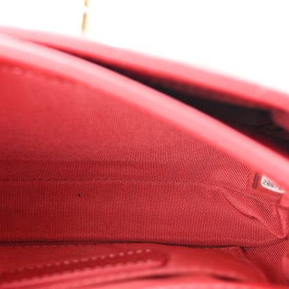 Metallic Calfskin Quilted Top Handle Flap Dark Pink