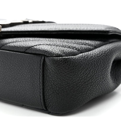 Grained Calfskin Matelasse Chevron Classic Monogram Baby Chain Bag Black
