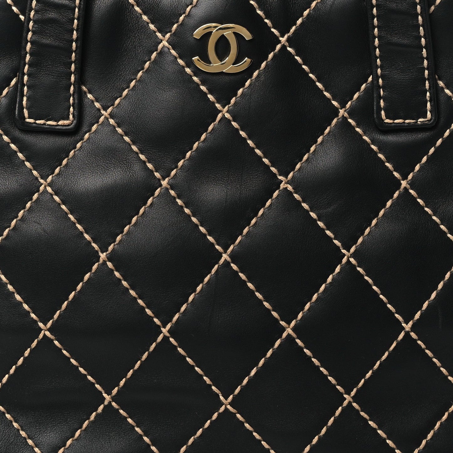 Calfskin Stitch Small Surpique Tote Black