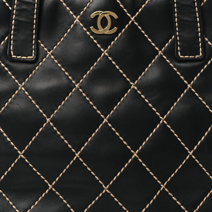 Calfskin Stitch Small Surpique Tote Black