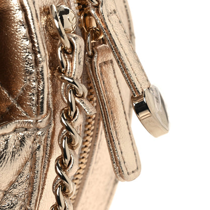 Metallic Lambskin Quilted CC In Love Heart Bag Gold