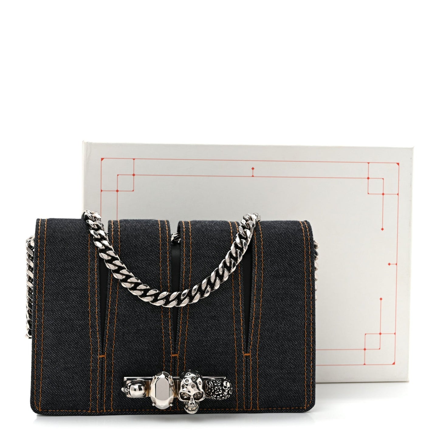Denim Calfskin Small Slash Bag Blue Black