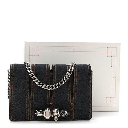 Denim Calfskin Small Slash Bag Blue Black