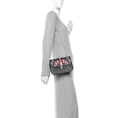 Vitello Loveblade Embellished Chain Flap Bag Black Multicolor