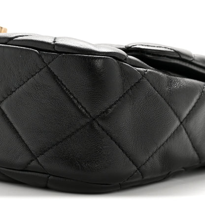 Lambskin Quilted Small Lacquered Chain Flap Black