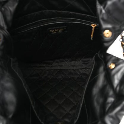 Shiny Calfskin Quilted Small Chanel 22 Black