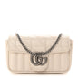 Calfskin Matelasse Aria Super Mini GG Marmont Shoulder Bag Mystic White