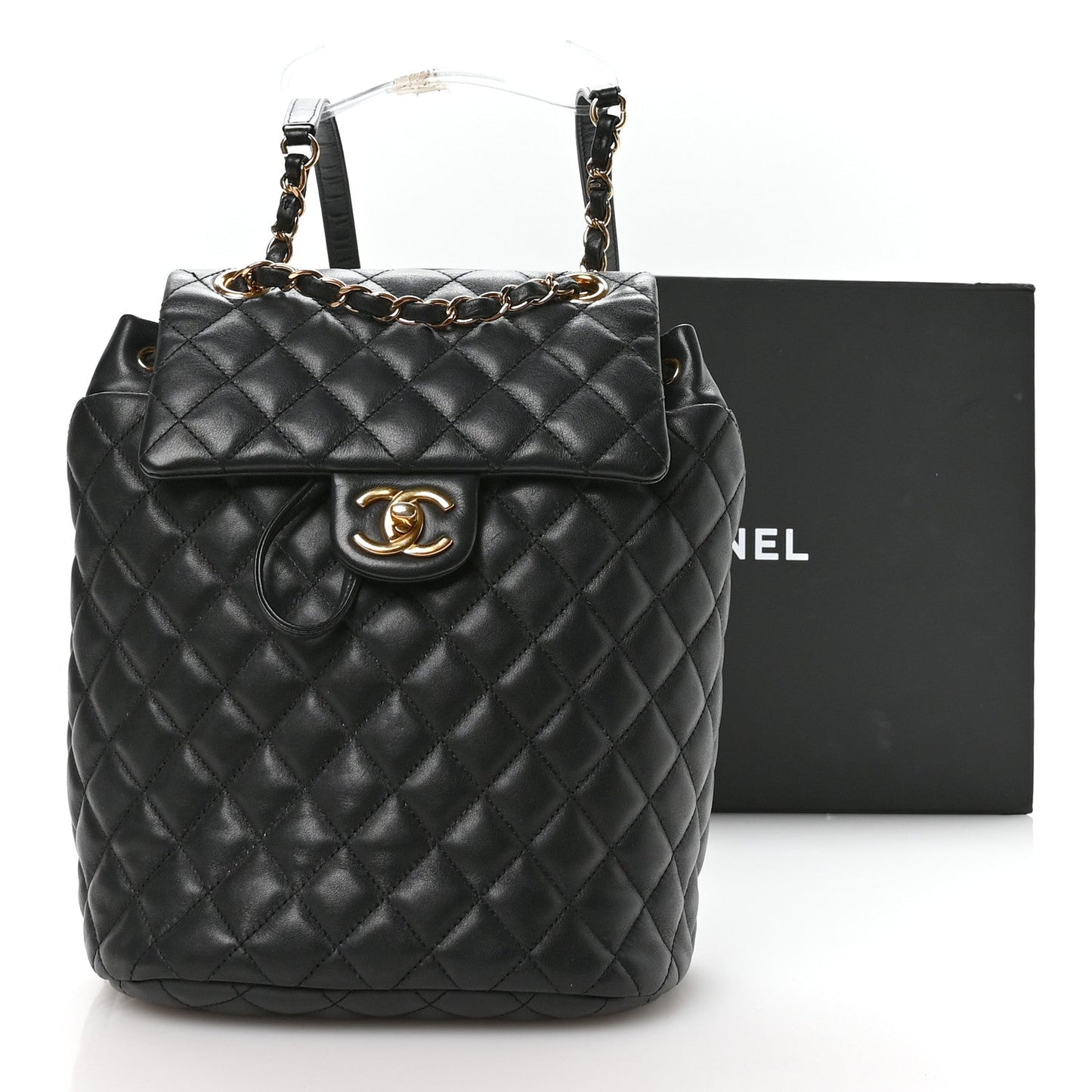 Lambskin Quilted Small Urban Spirit Backpack Black