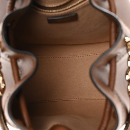 Smooth Shiny Calfskin Bon Bon Bucket Bag Dark Tan