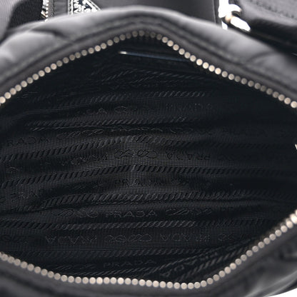 Re-Nylon Triangle Padded Patchwork Shoulder Bag Black