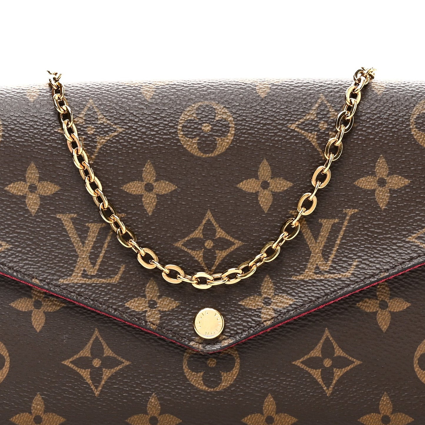 Monogram Pochette Felicie Chain Wallet Fuchsia
