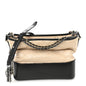 Aged Calfskin Quilted Medium Gabrielle Hobo Beige Black