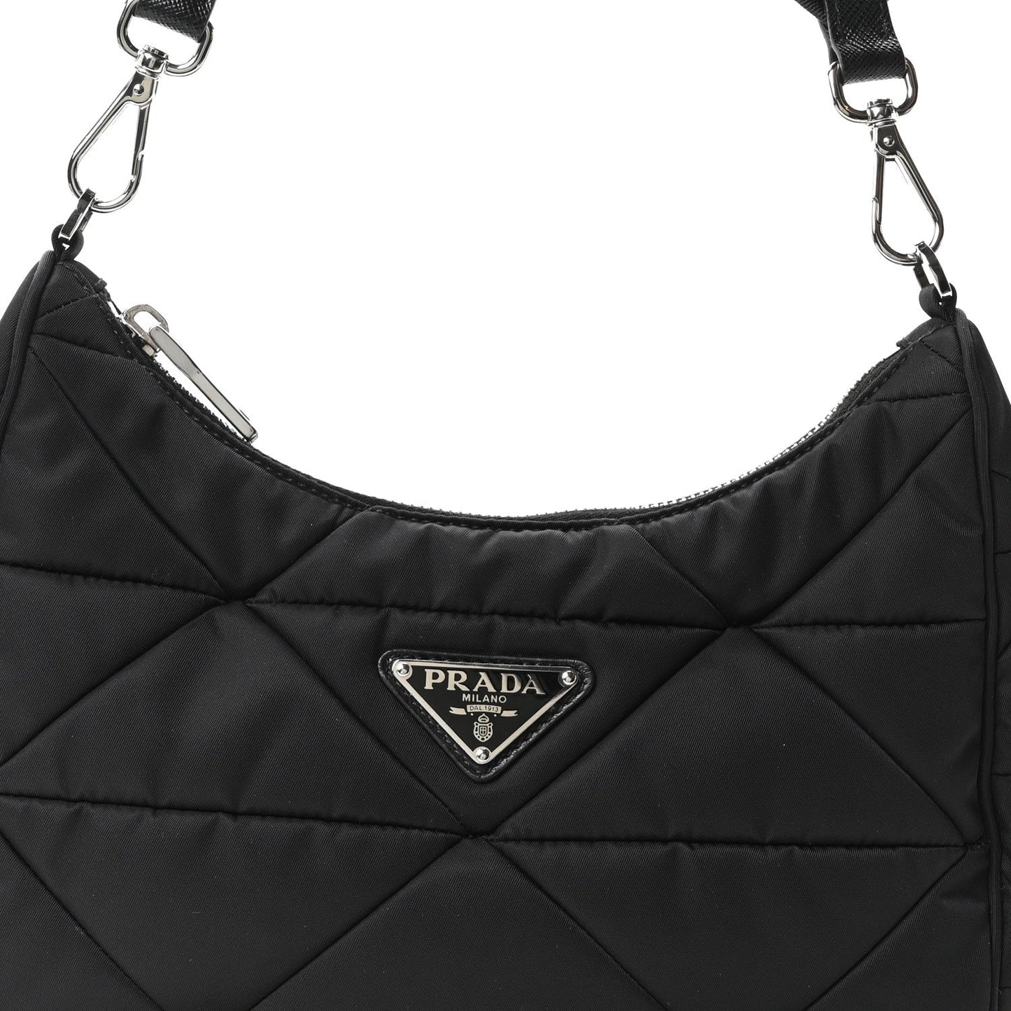 Re-Nylon Triangle Padded Patchwork Shoulder Bag Black