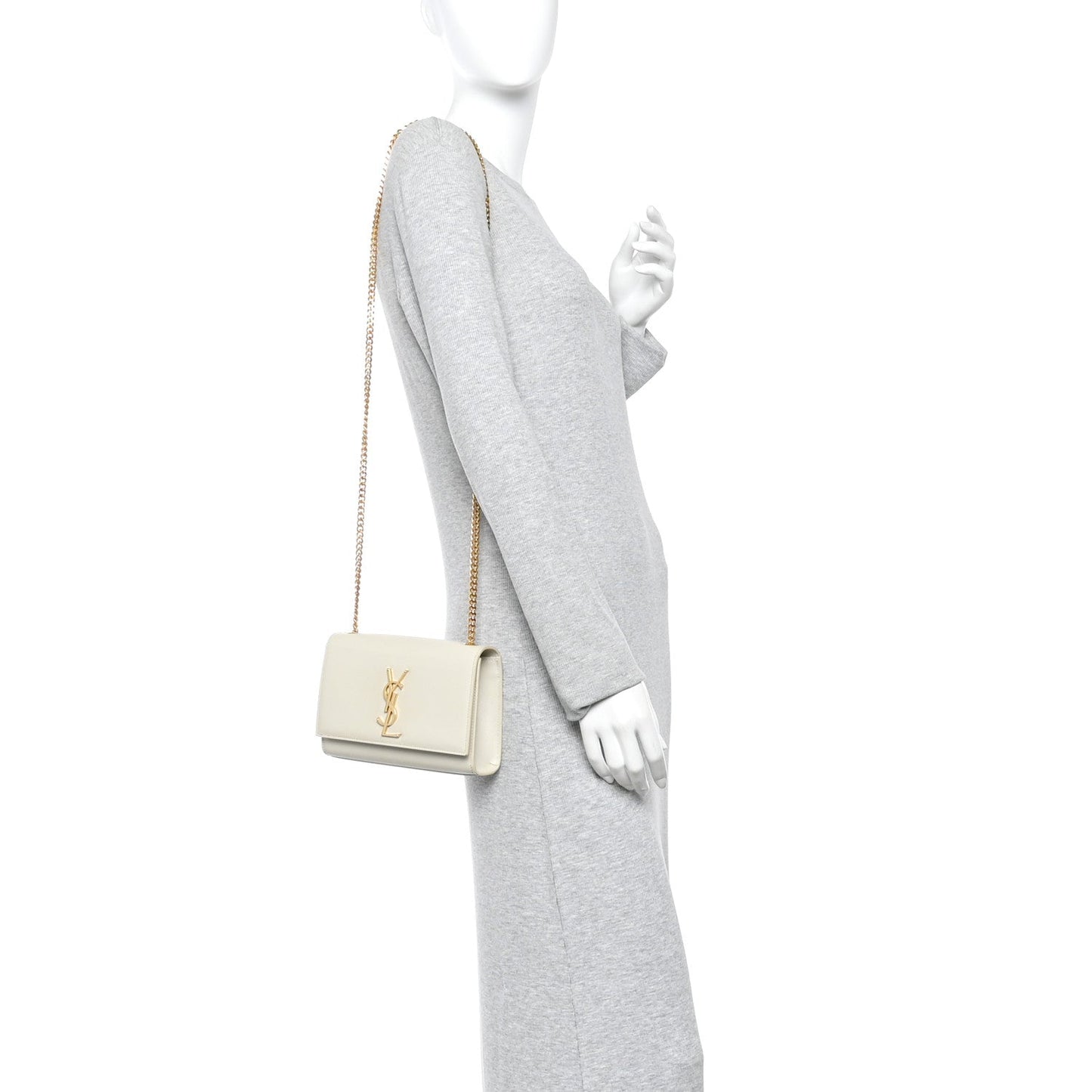 Grain De Poudre Small Monogram Kate Satchel Crema Soft