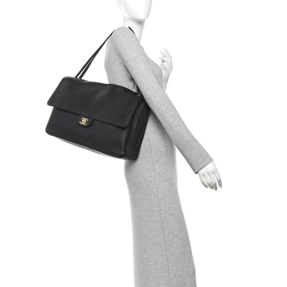 Grained Calfskin Souplissimo Maxi Flap Black