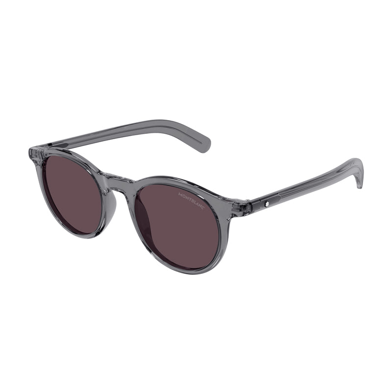 Montblanc Sunglasses Square Full Rim, Shiny Grey Frame and Violet Lens MB0353S003