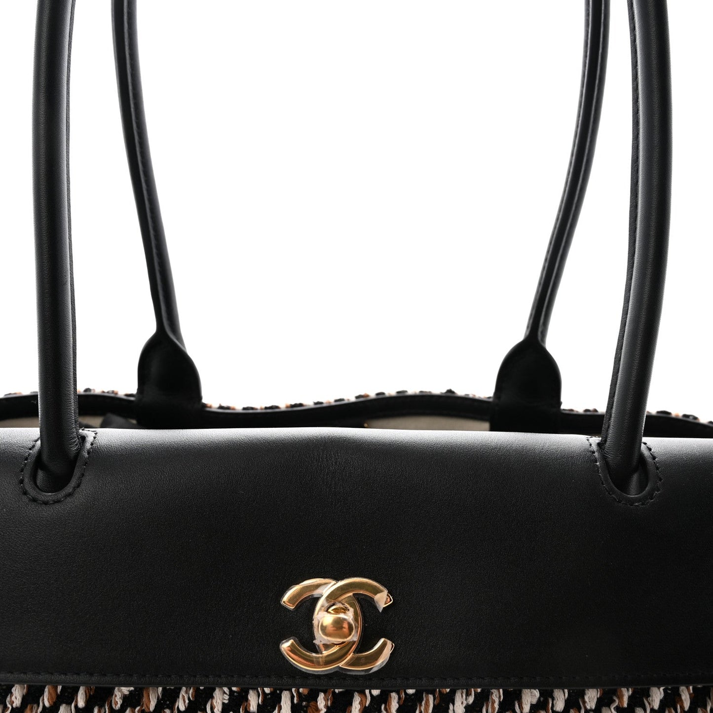 Tweed Calfskin Urban Essentials Small Shopping Bag Black Multicolor