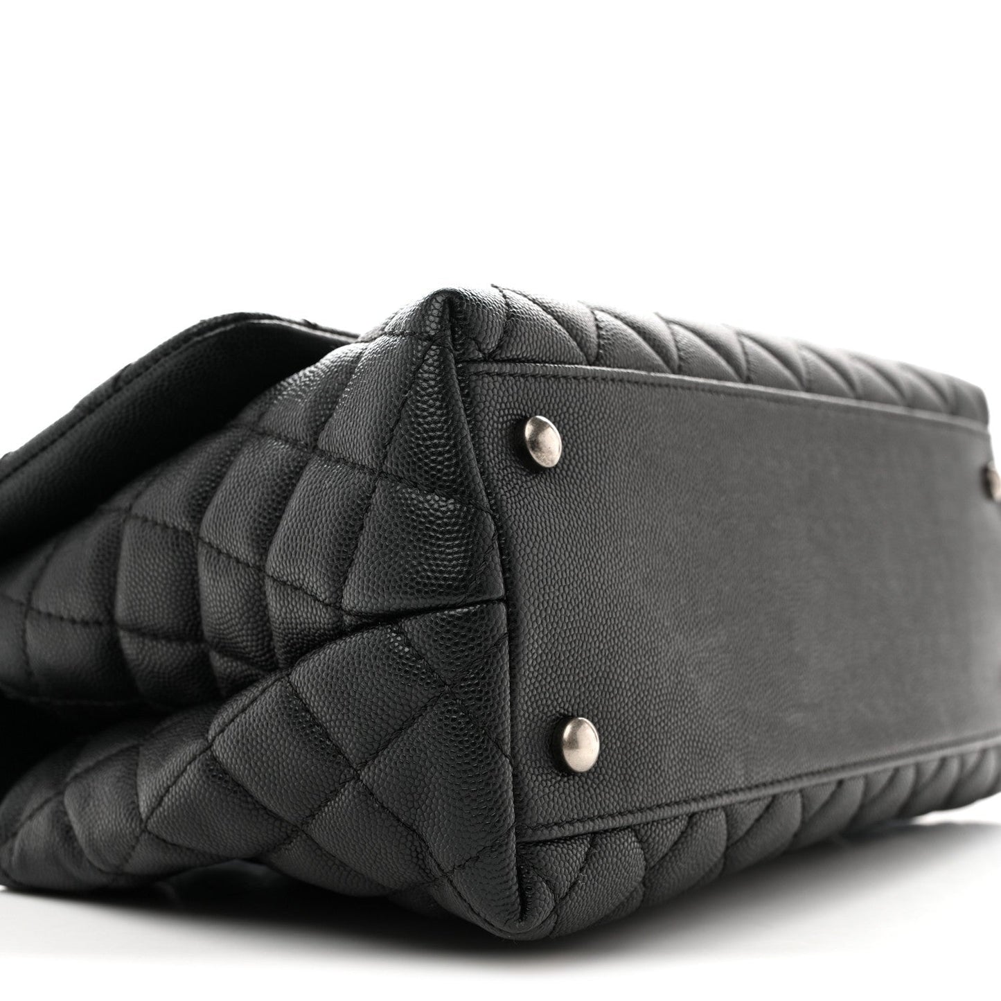 Caviar Lizard Embossed Quilted Small Coco Handle Flap Black