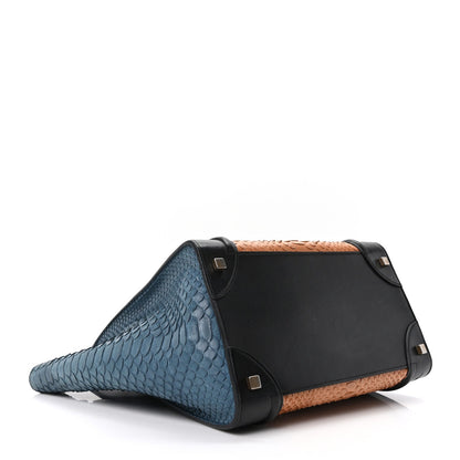 Snakeskin Mini Tri-Color Luggage Blue Brown Multicolor