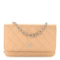 Caviar Quilted Wallet on Chain WOC Beige