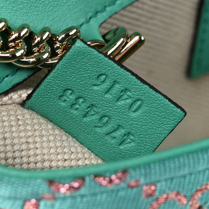 Canvas Lame GG Monogram Super Mini GG Marmont Shoulder Bag Turquoise Multicolor