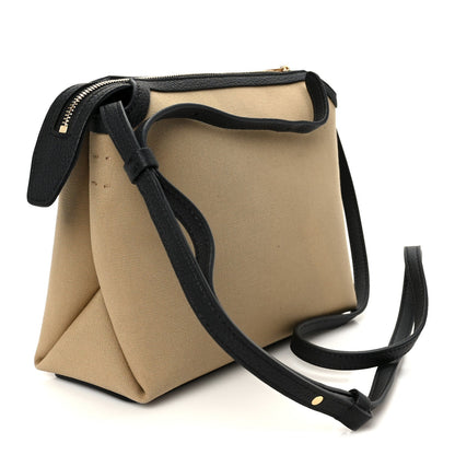 Canvas Calfskin Medium Lina Crossbody Bag Black Honey