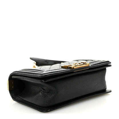 Caviar Quilted Small Boy Flap Black
