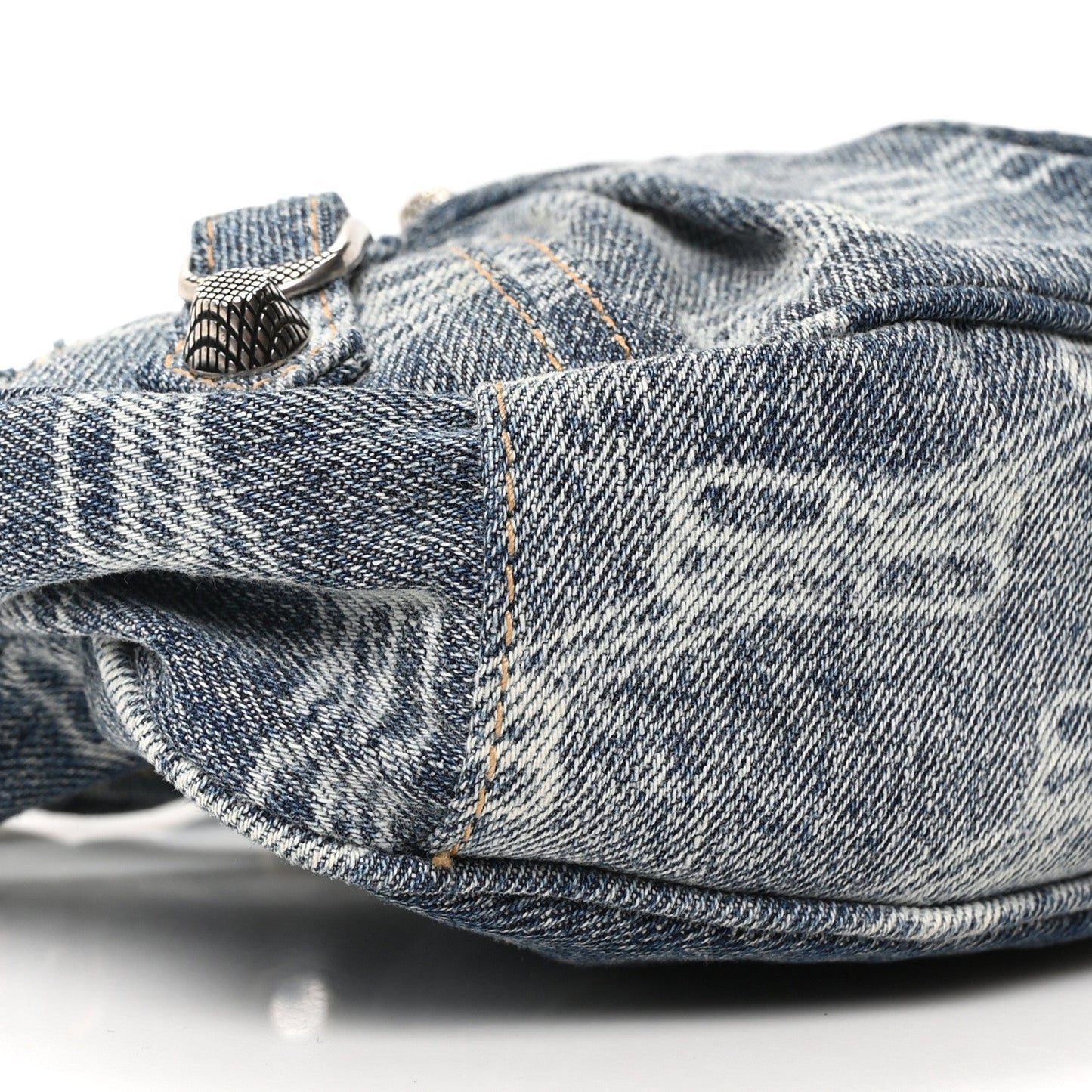 Bleached Denim BB Monogram Le Cagole Shoulder Bag XS Blue