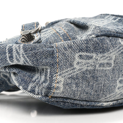 Bleached Denim BB Monogram Le Cagole Shoulder Bag XS Blue