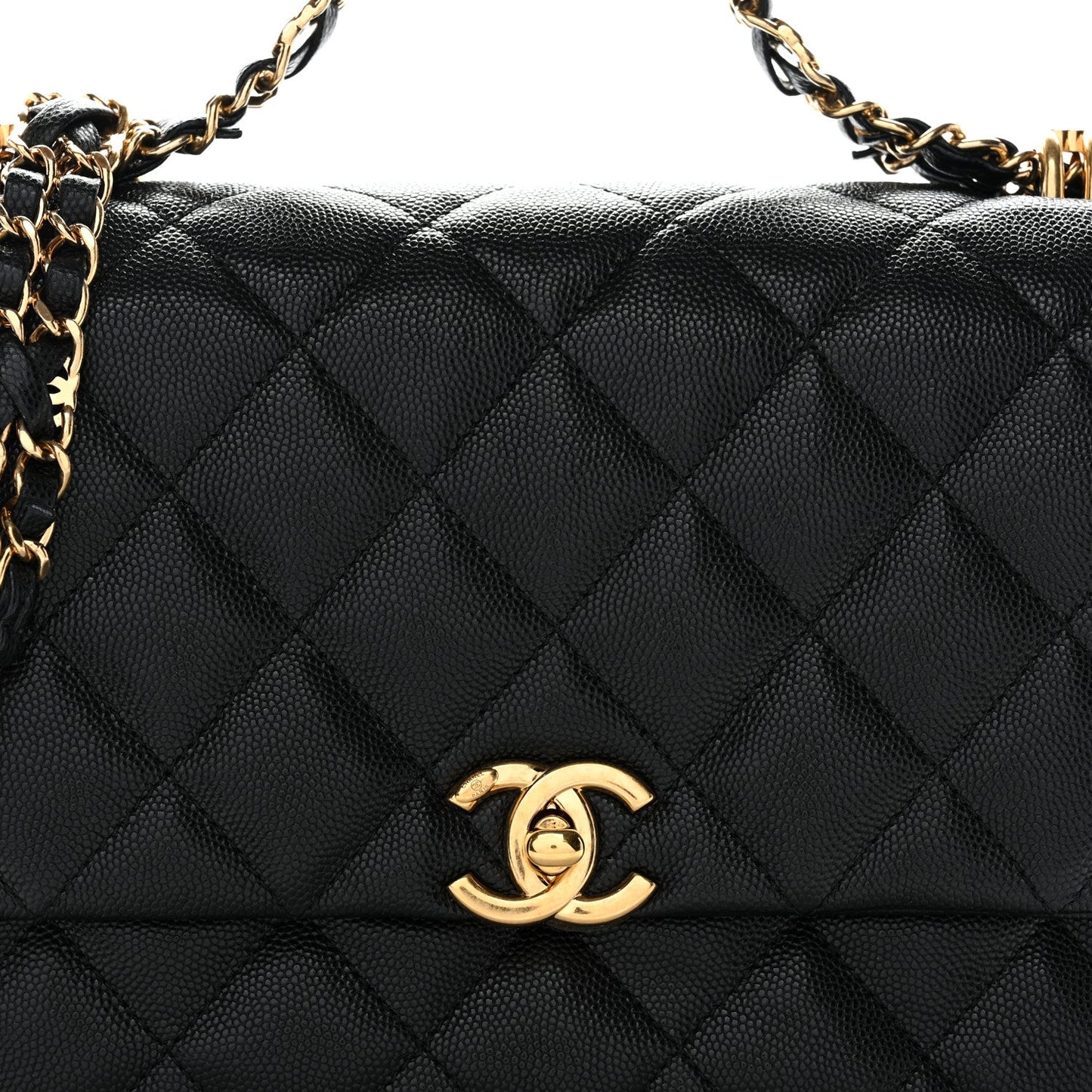 Caviar Quilted Coco First Flap Black