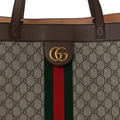 GG Supreme Monogram Web Ophidia Tote Brown