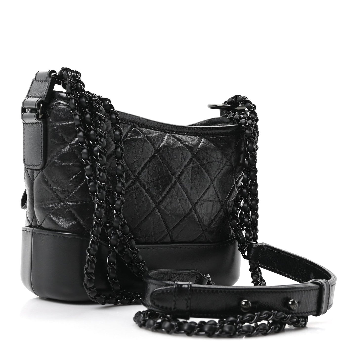 Aged Calfskin Quilted Small Gabrielle Hobo So Black