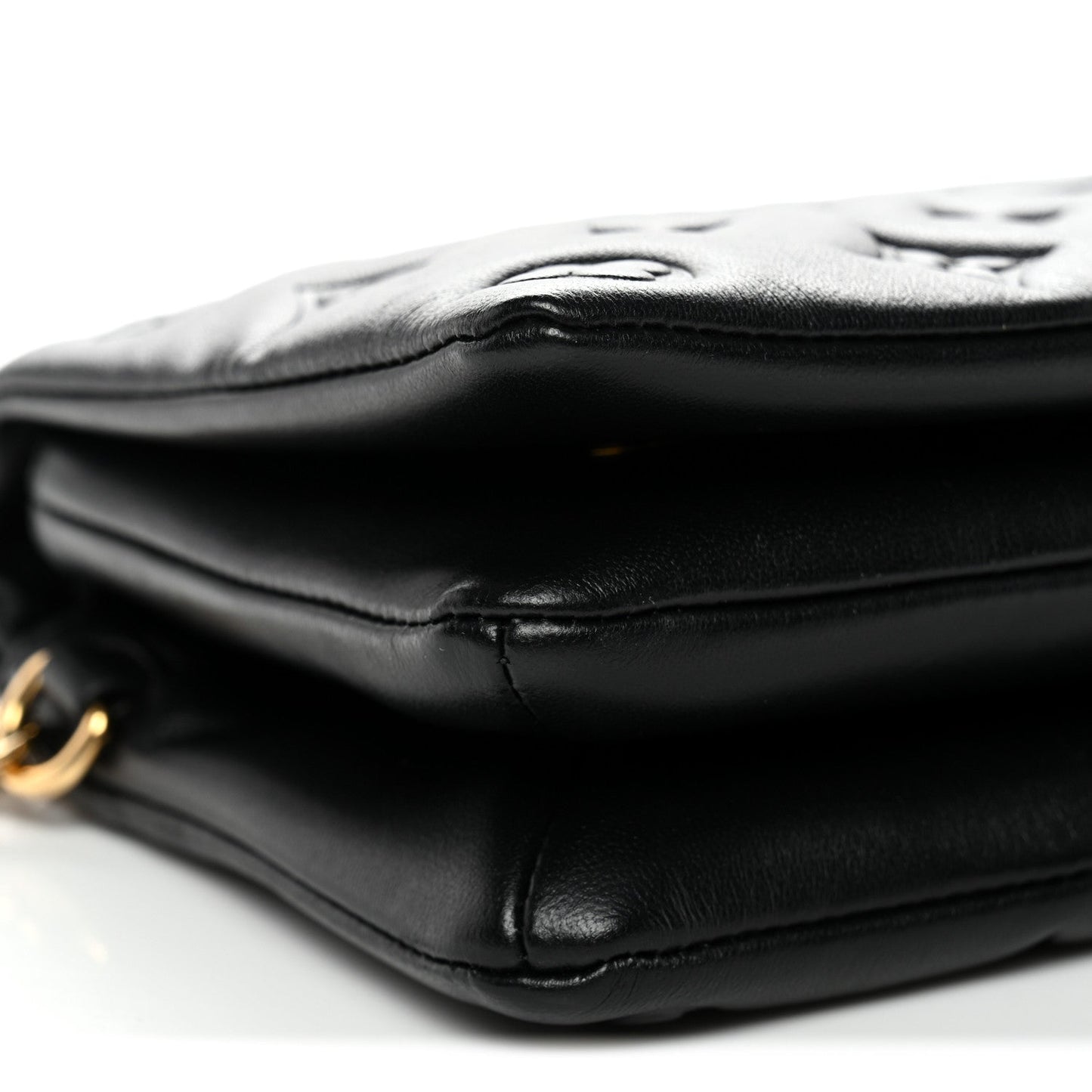Lambskin Embossed Monogram Pochette Coussin Black